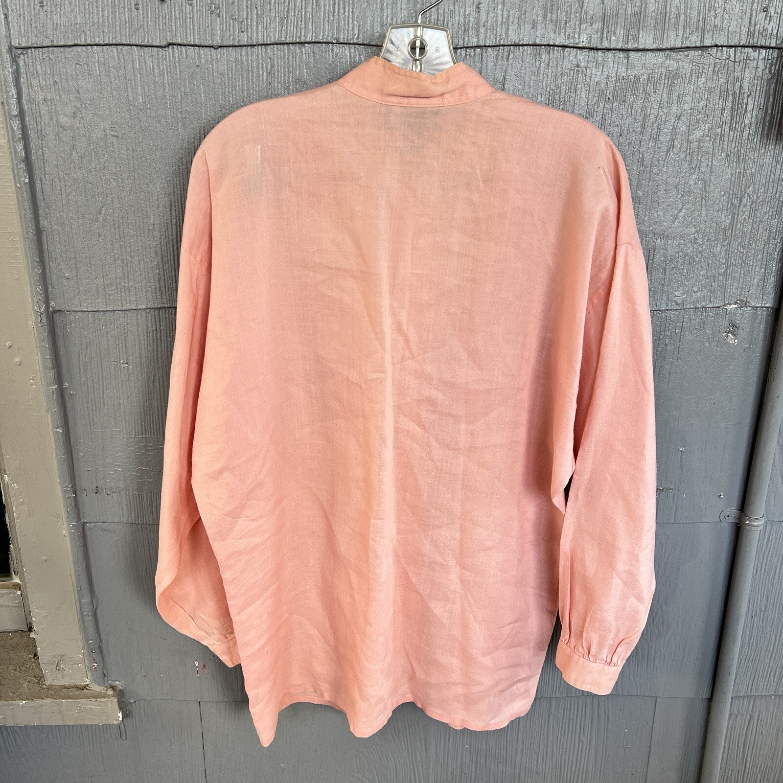 Suzelle Vintage Button Down Shirt Top Womens 12 Large Pink Ramie Blouse Western