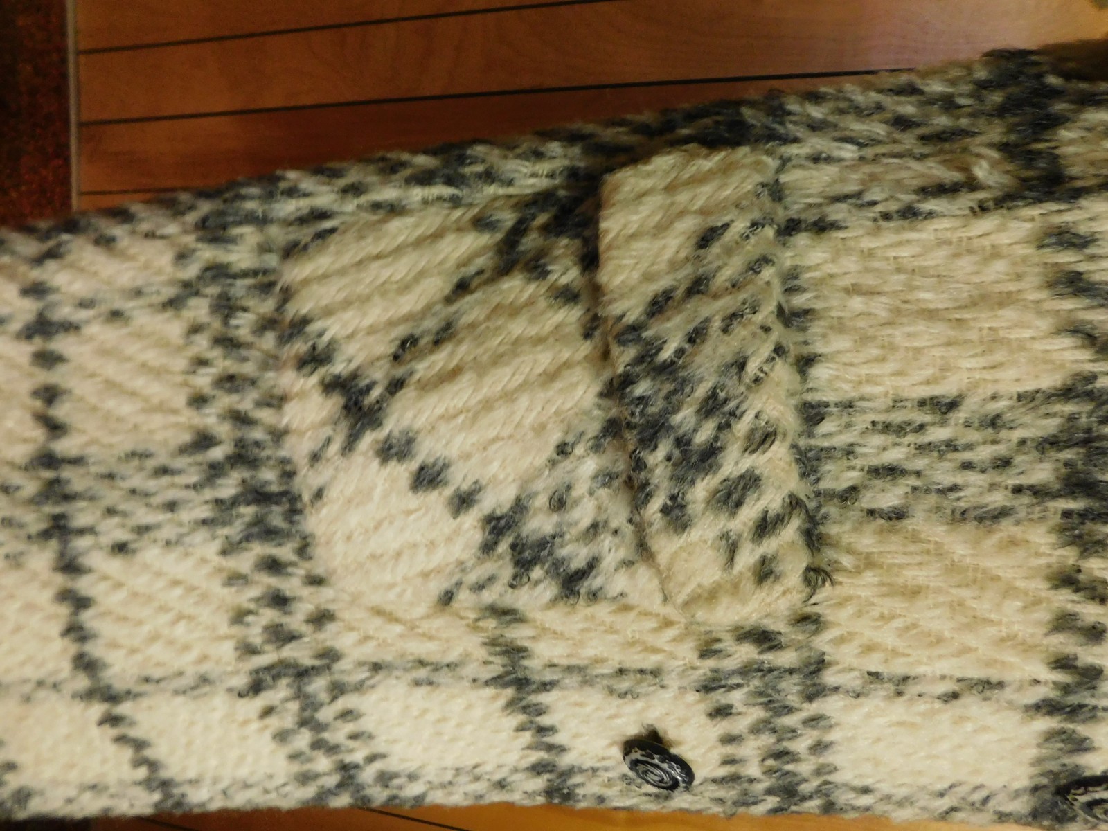 Vintage Mar Del By Rice Cream Gray Plaid Coat 43″ Bust