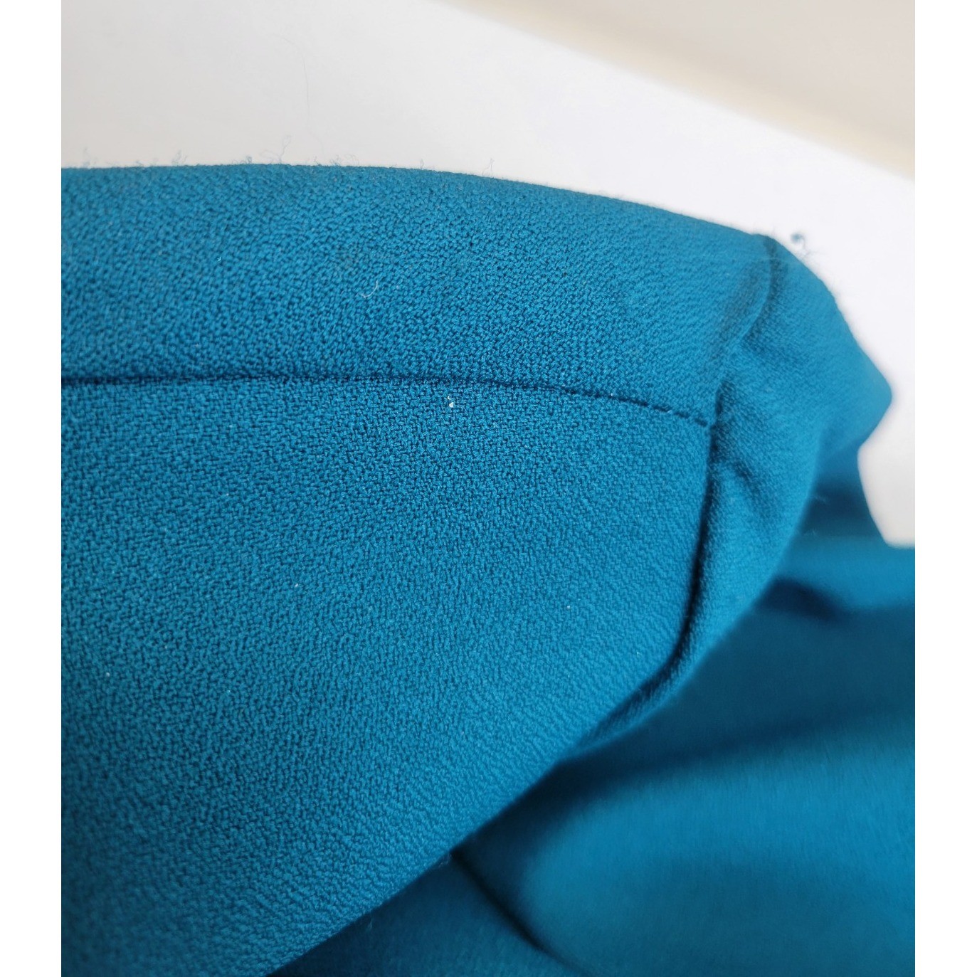Vtg Nancy II Midi Dress 80s Minimalist Belted Long Sleeve Modest Teal Blue 10