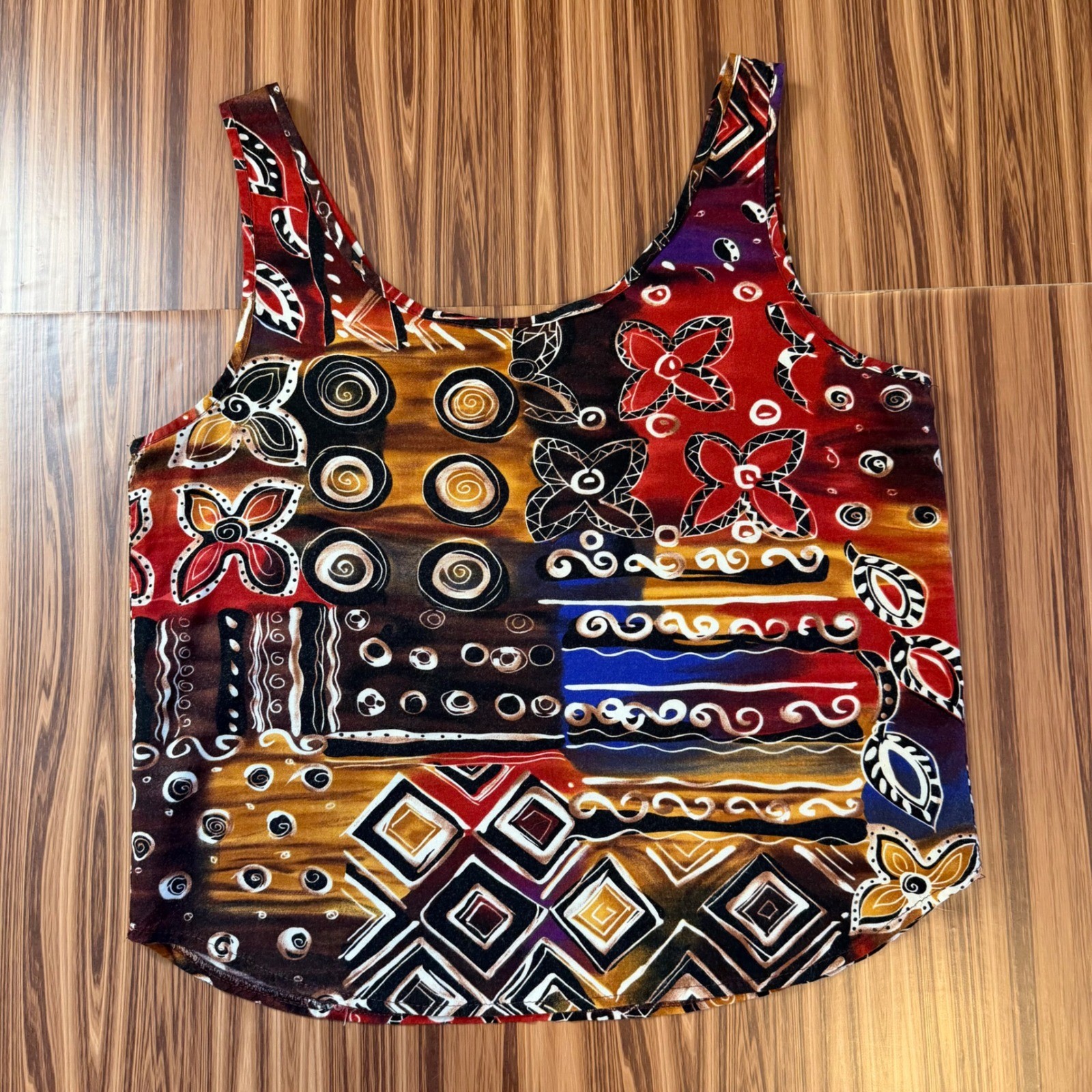 Boho Art Teacher Indie Festival Hippie 80s Vintage Eccentric Geometric Tank Med