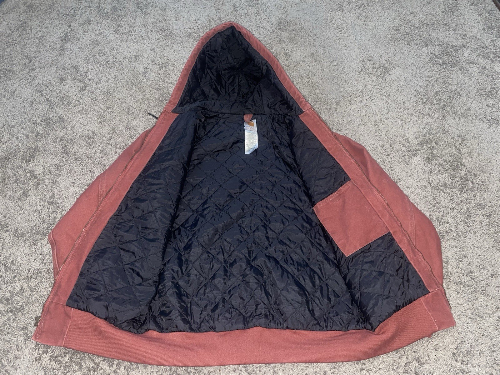 Vintage Carhartt WJ014 VRS Women M Regular Hooded Pink Sandstone Lined Jacket