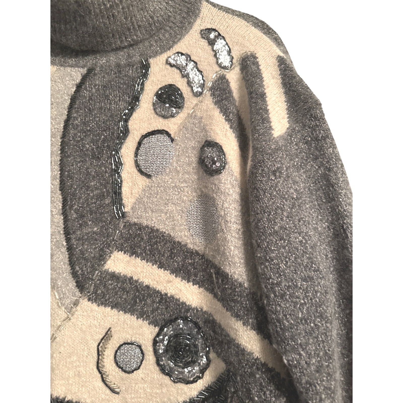 Vintage 90s I.B. Diffusion Angora Blend Embellished Turtleneck Sweater