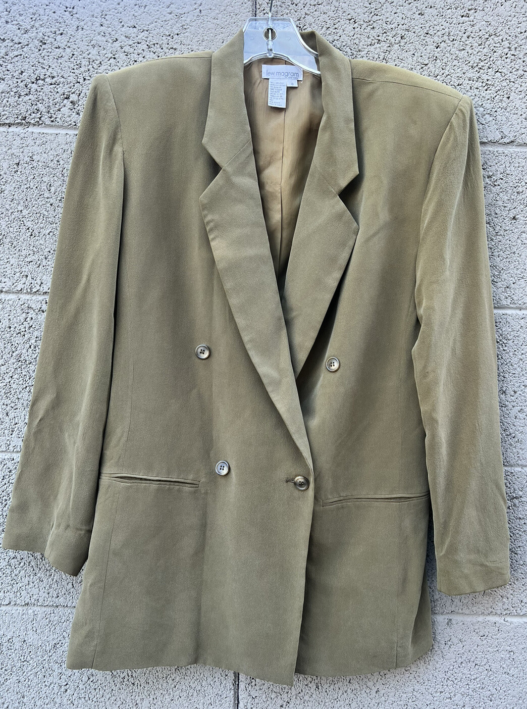 Lew Magram Size 8 Brown 100% Silk Padded Shoulder Vintage Blazer Jack