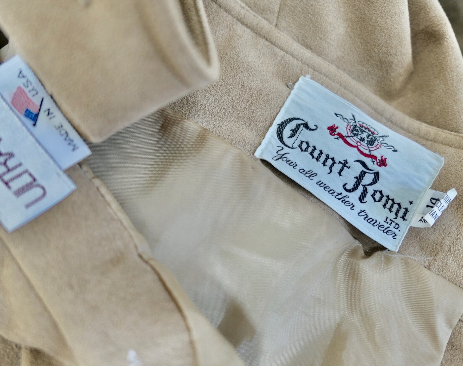Vintage Count Romi Skirt Jacket Ultra Suede Beige Nude Khaki Suit L