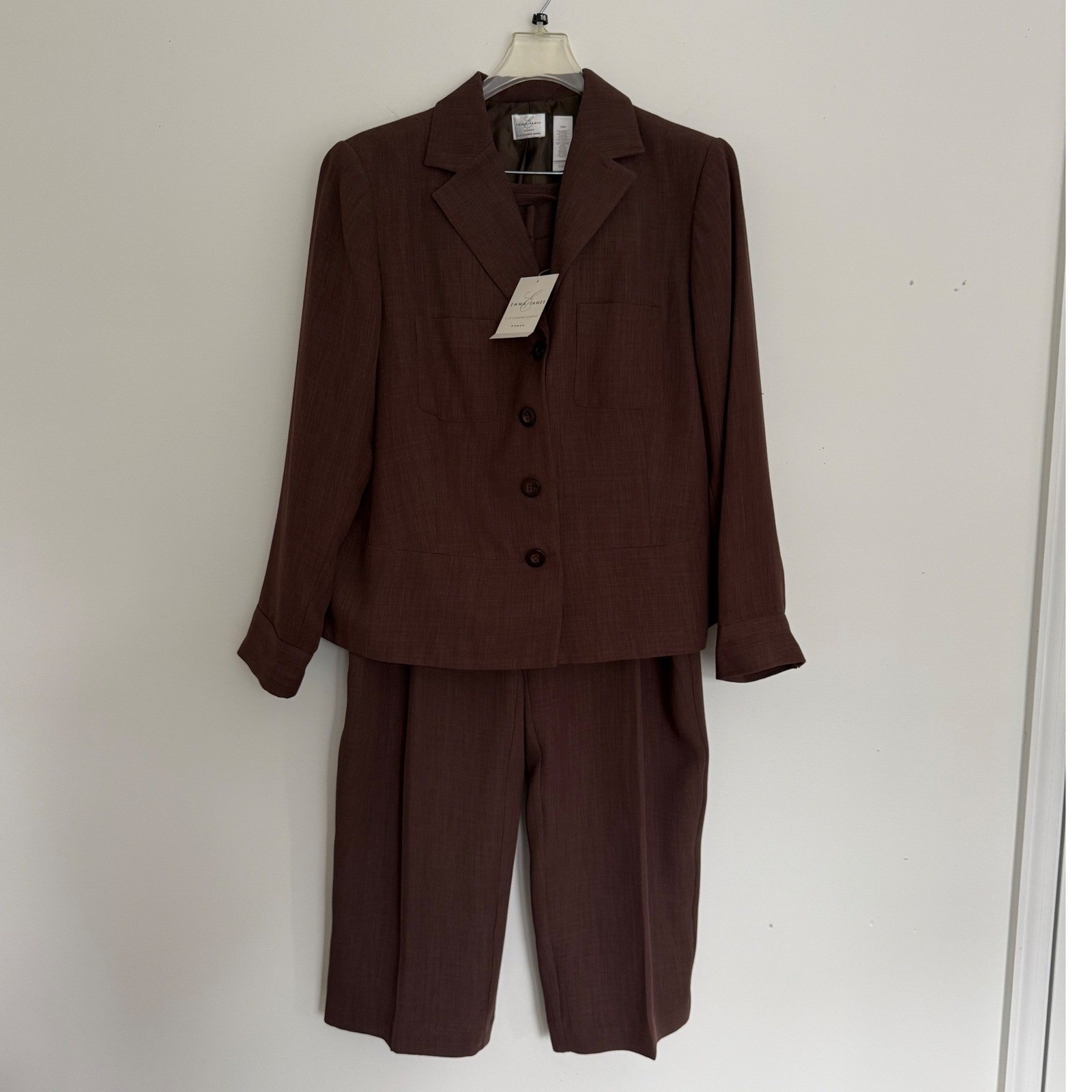 Emma James Vintage Brown Pant Suit Set NWT Size 18 90s Corpcore Blazer Trousers