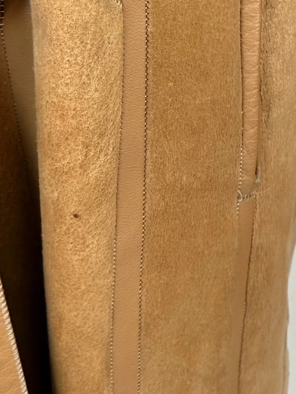 Vintage 1970s 80s Krizia Italy Brown Suede Leather Chinchilla Fur Coat Jacket