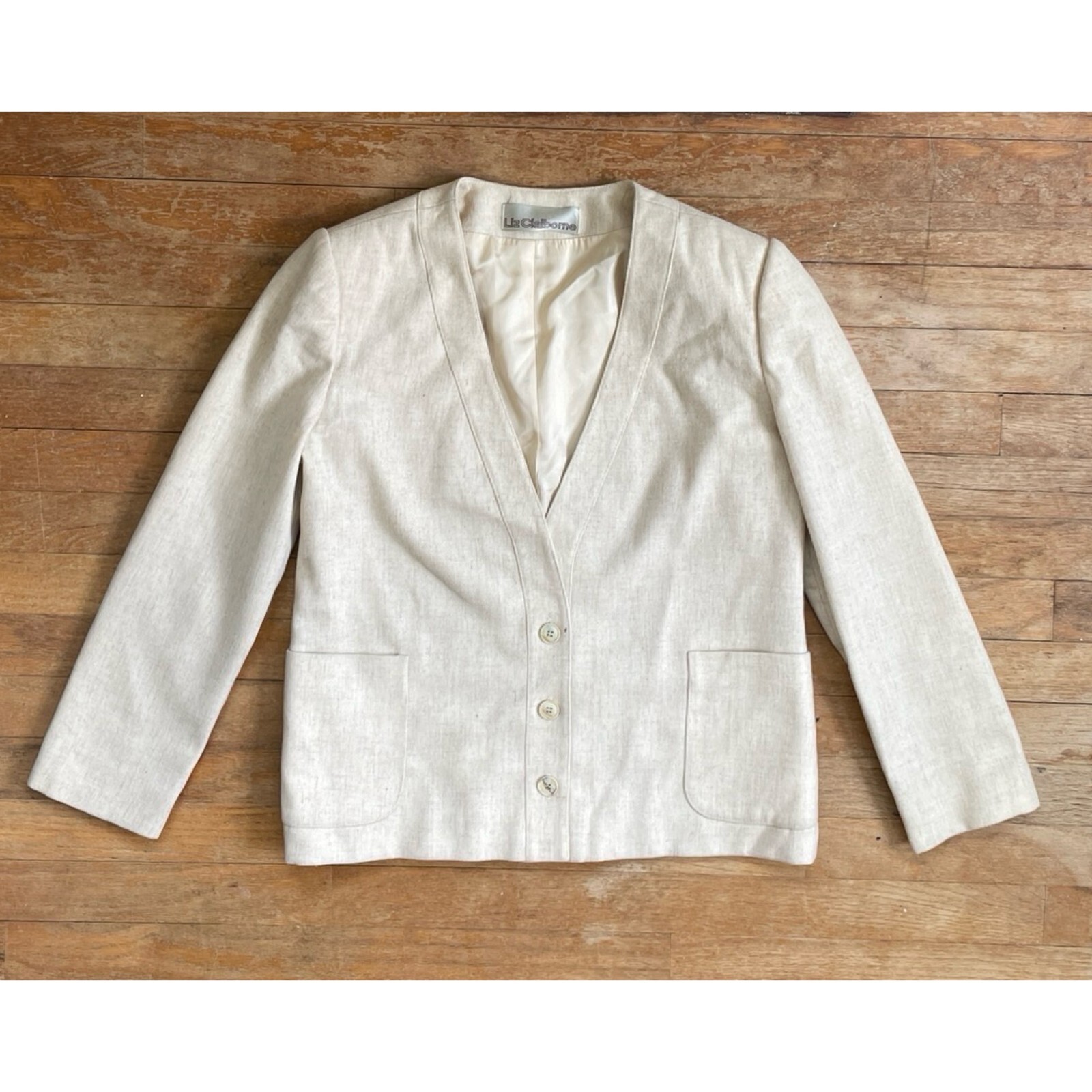 Vintage Wool Blazer Size Medium 1970s Cream/Beige Sport Coat Jacket