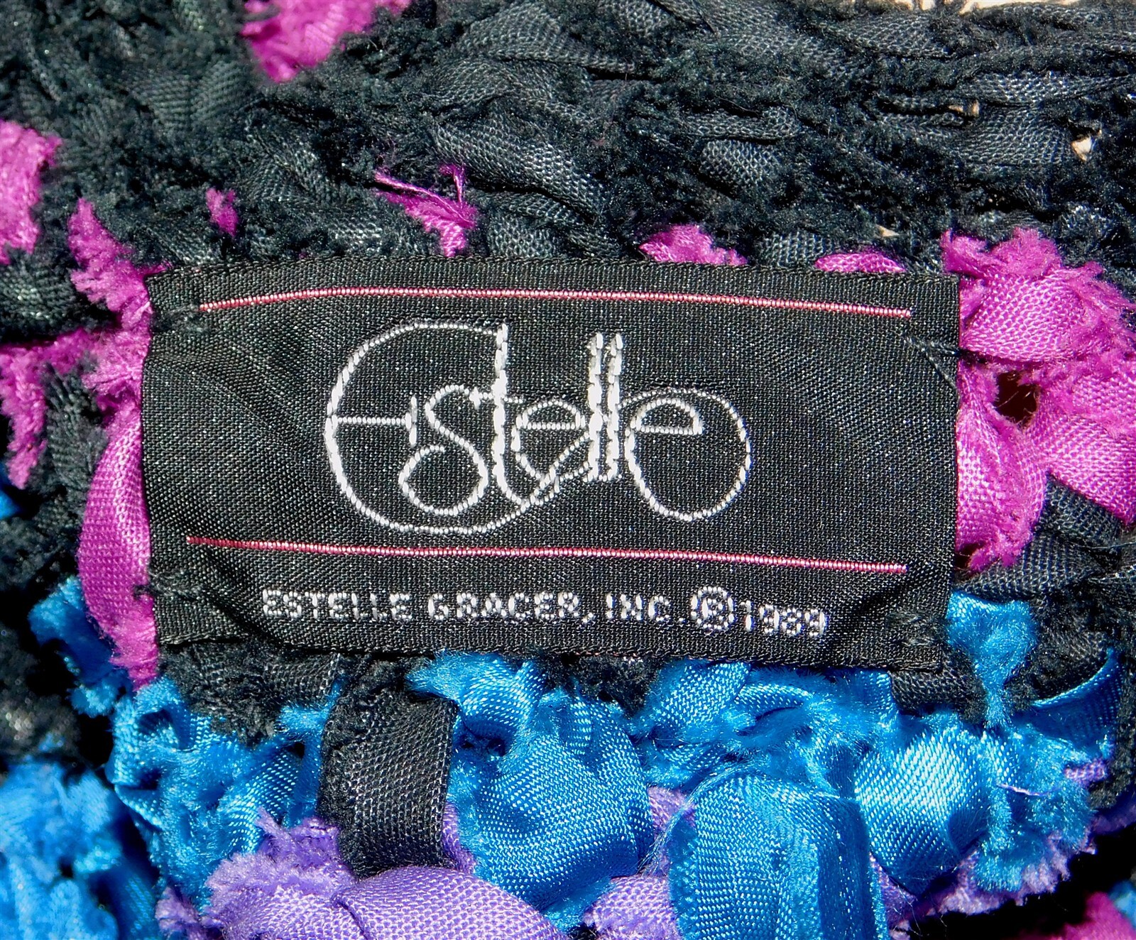 Estelle Gracer Blue Purple Chunky Knit Crop Jacket Sweater 1989 Glam Small