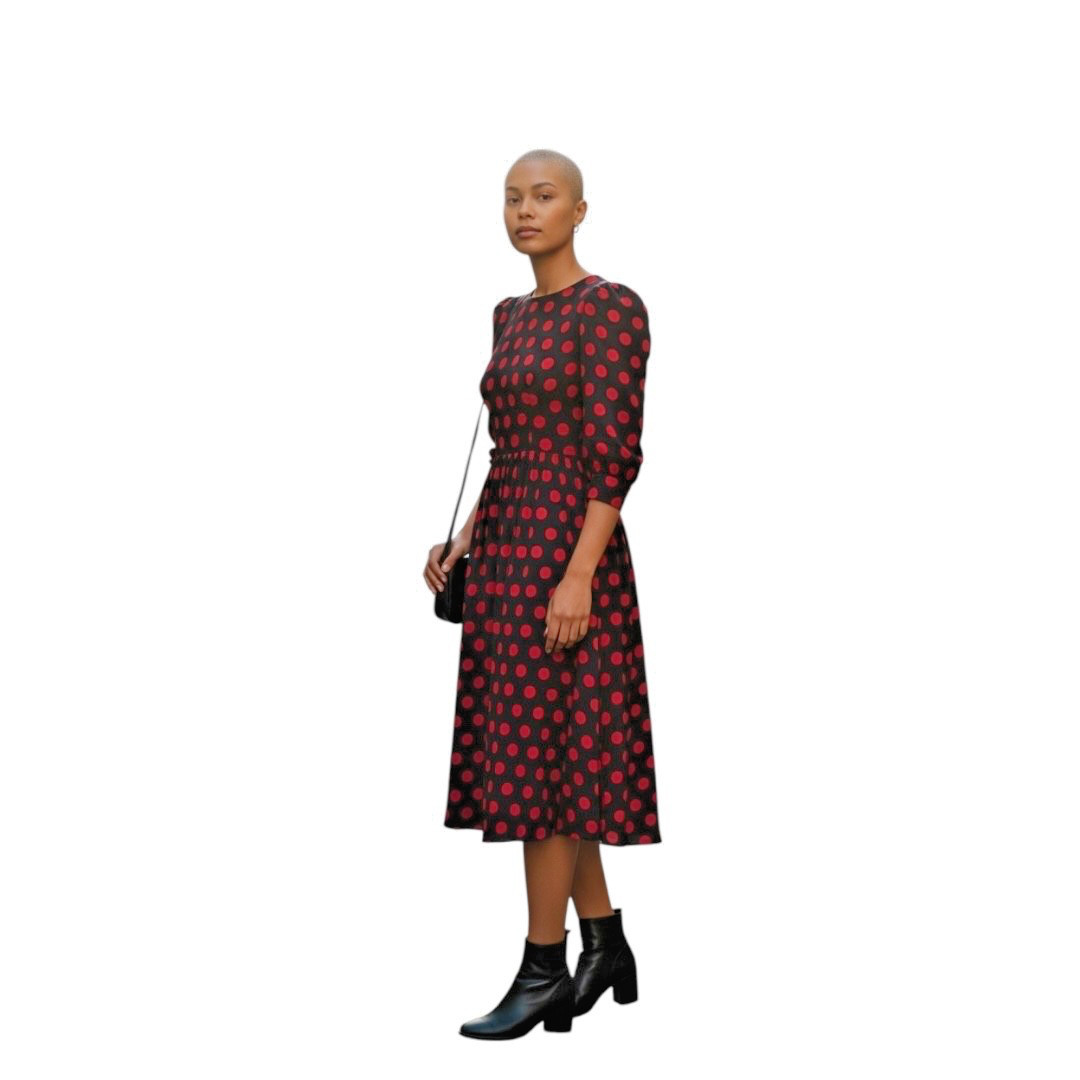 Vintage Lanz Originals 80s Blue Red Polka Dot Peasant Cottage-core Women’sDress
