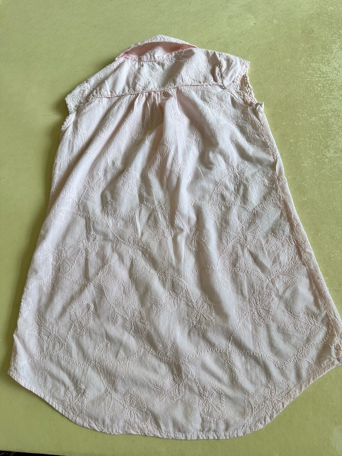 Vintage Zoey Womens Short Pale Pink Embroidered Cap sleeve Shirt Dress Sz S Used