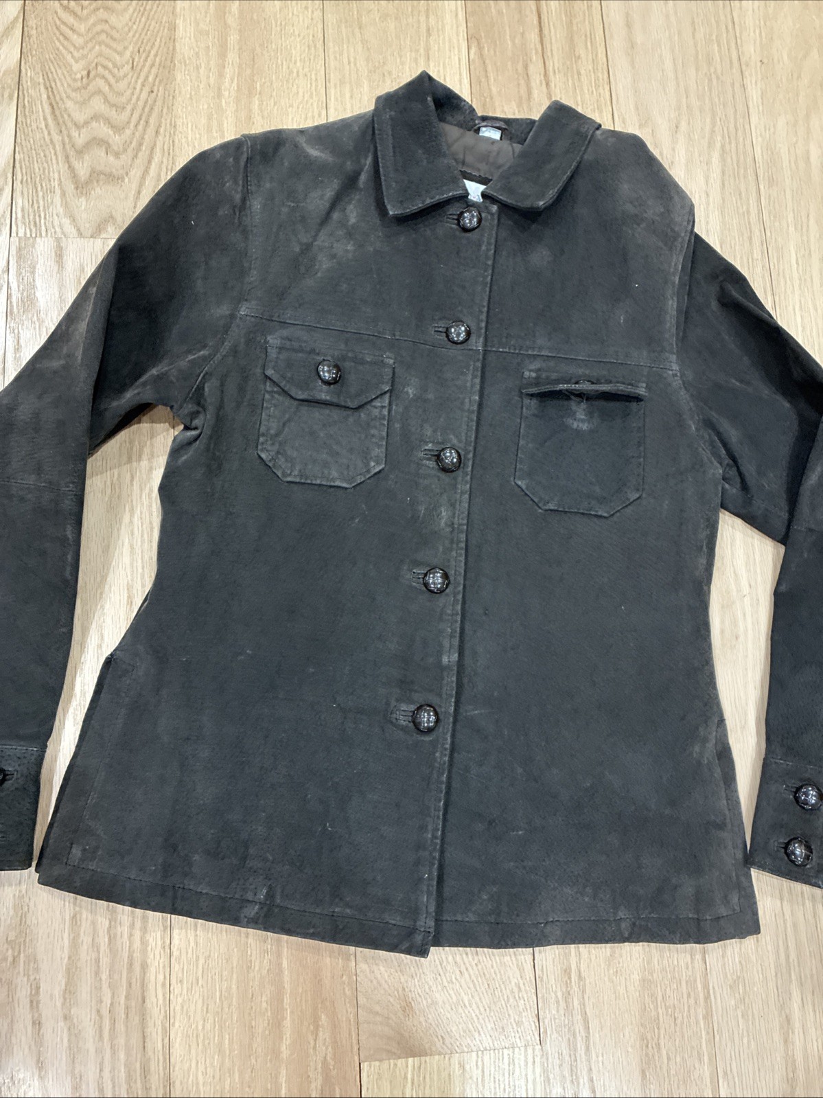 XOXO 90s Vintage Suede Jacket Women M Brown Button Front Lined Retro Grunge Wear