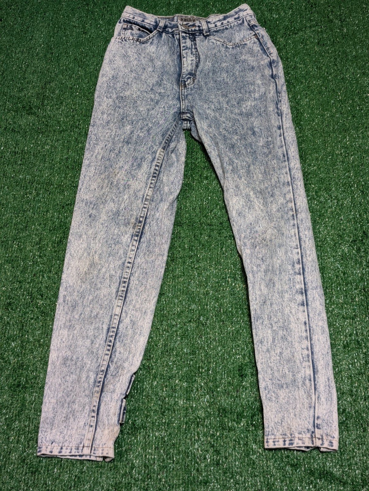 Vintage Jordache Jeans Calf Bows Blue Acid Wash High Waisted Size 7×28
