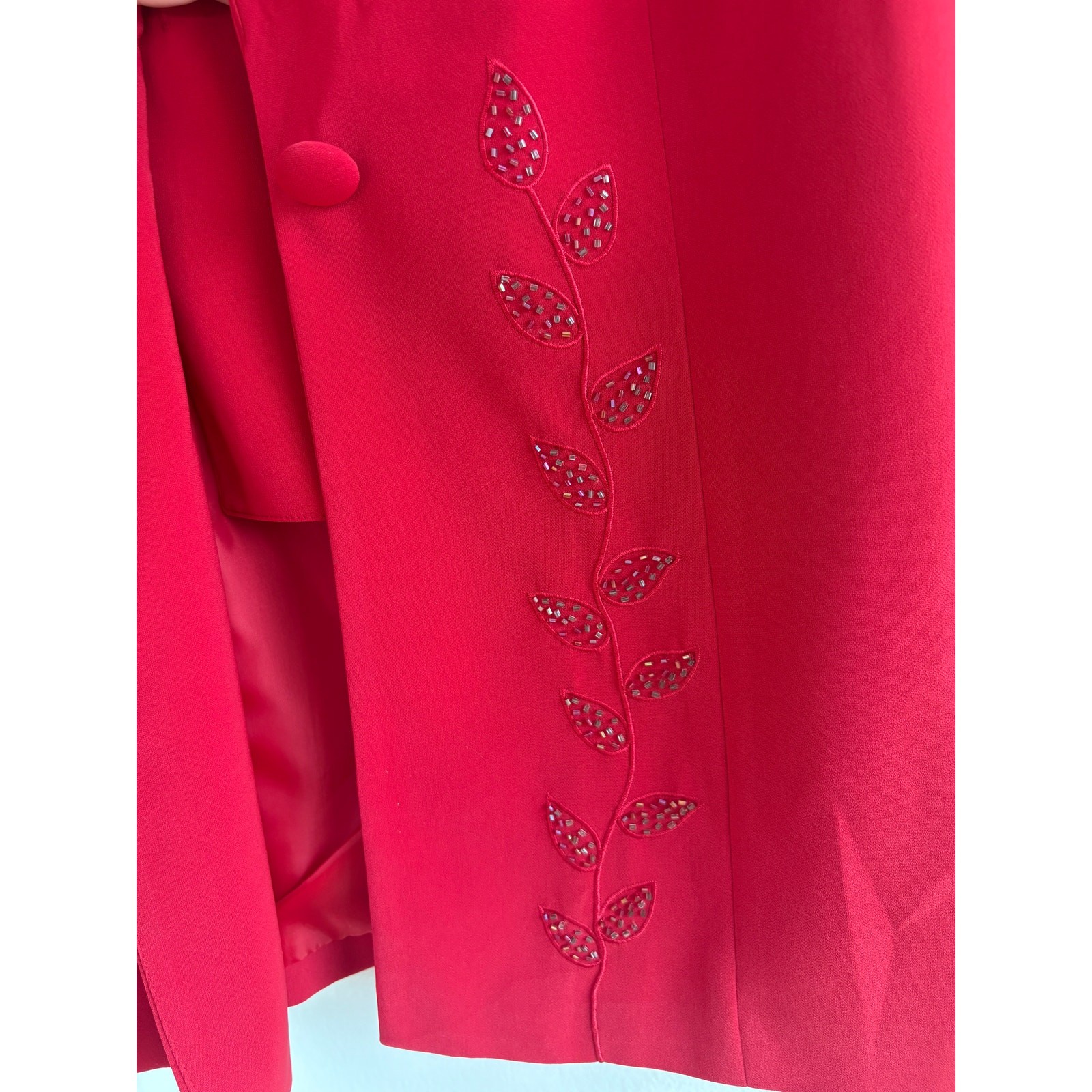 Faith Vintage Red Pant Suit Set Womens Size 14 Beaded Blazer Pants NWT