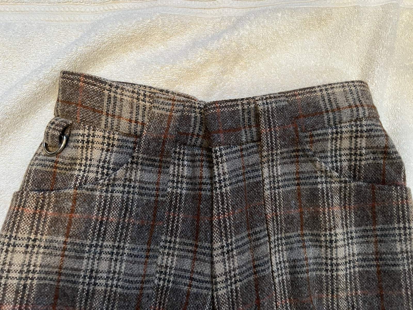 Landav vtg KNICKERS women sz 12 70% Wool Brown Plaid 4 Pockets