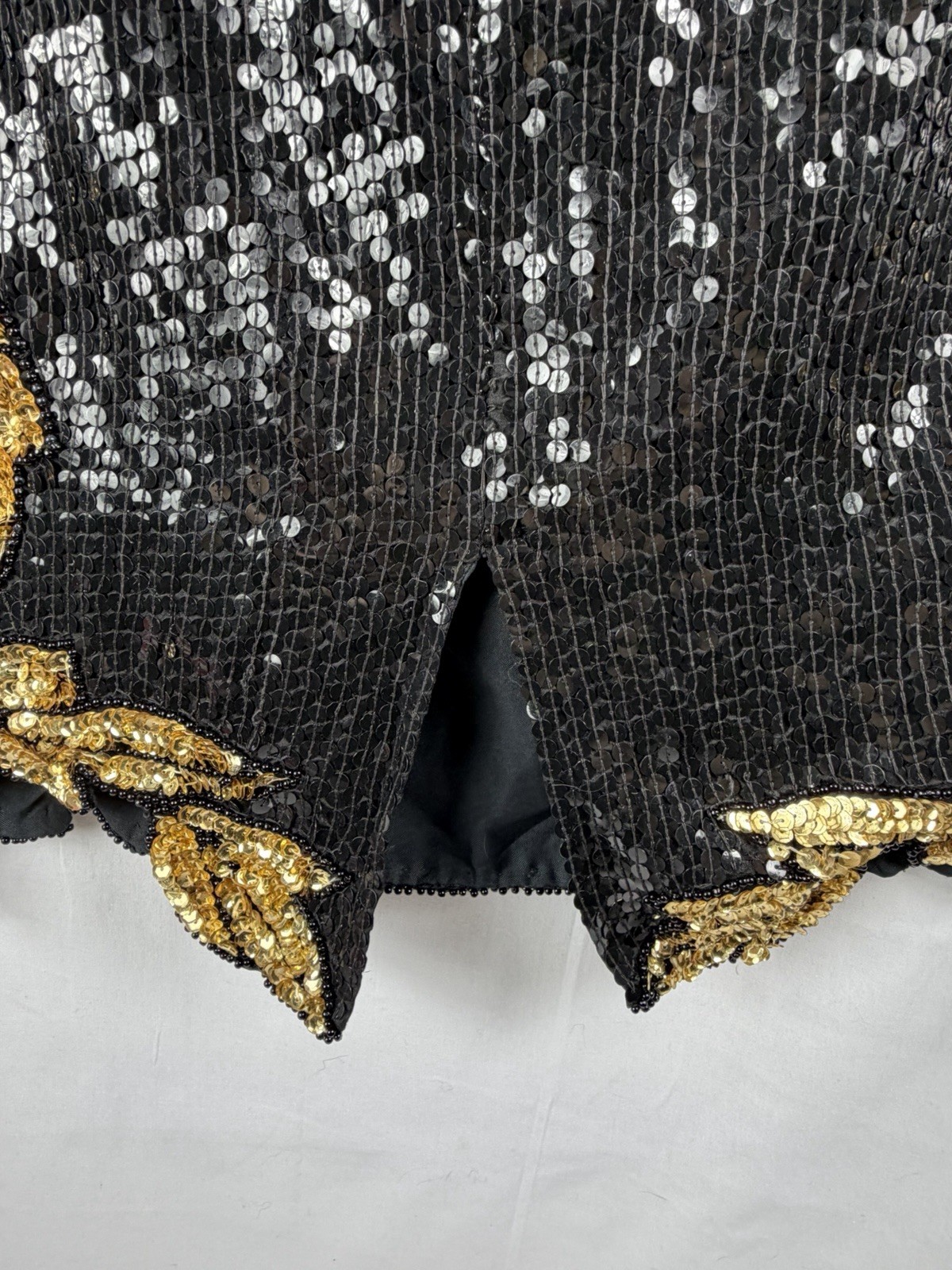 Jewel Queen Silk Large Black and Gold Sequin 80s Glam Art Deco Revival Aesthetic