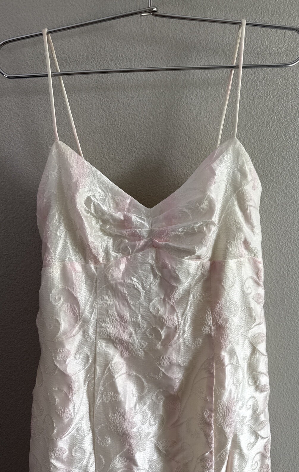 Vintage 80s Zum Zum Prom Dress SZ 3 Light Pink Tulle Spaghetti Strap Corset Back