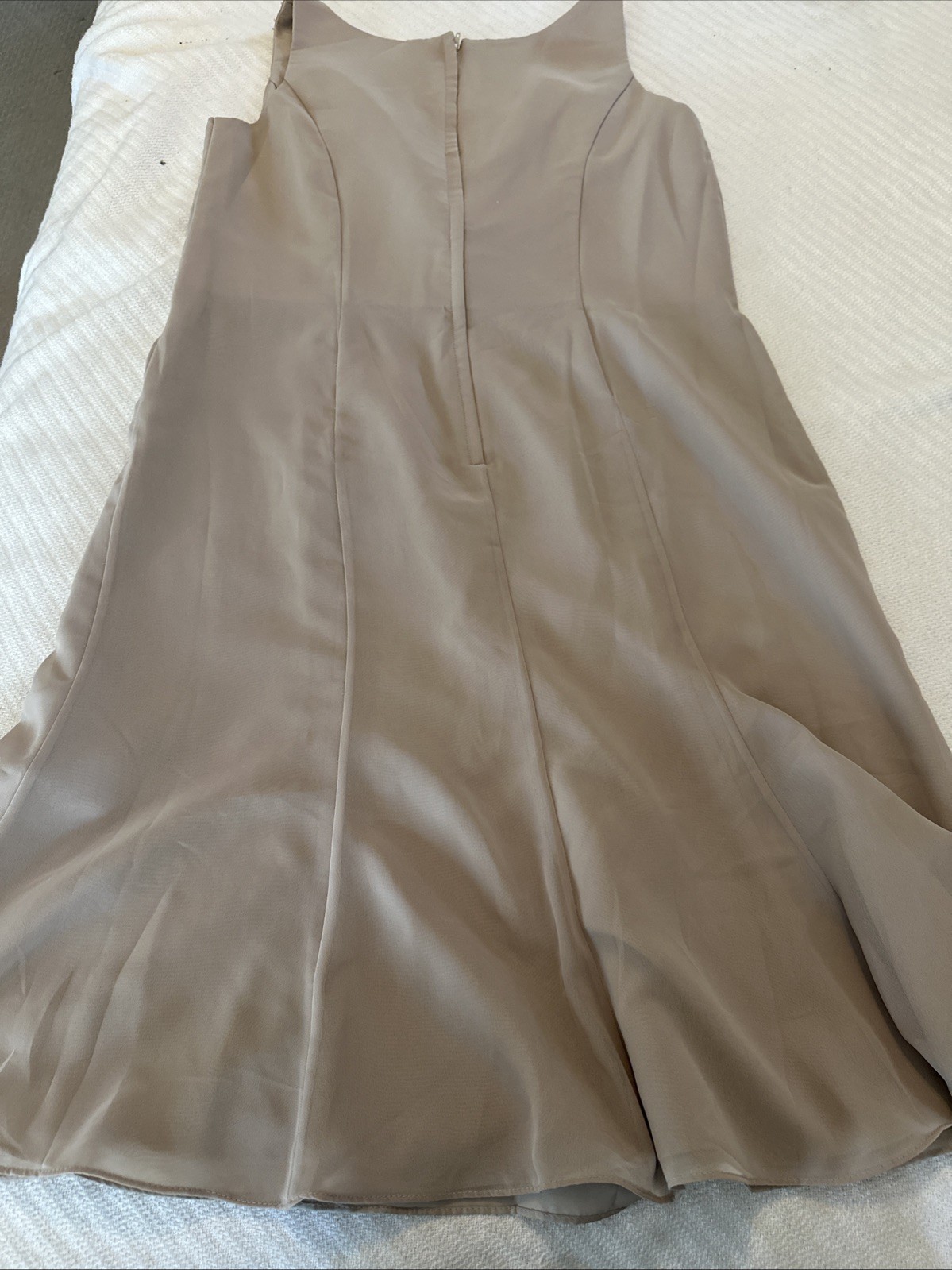 Vtg Taupe Formal Beaded Dress W/Sheer Jacket Sz 14 MOB Cruise Wedding