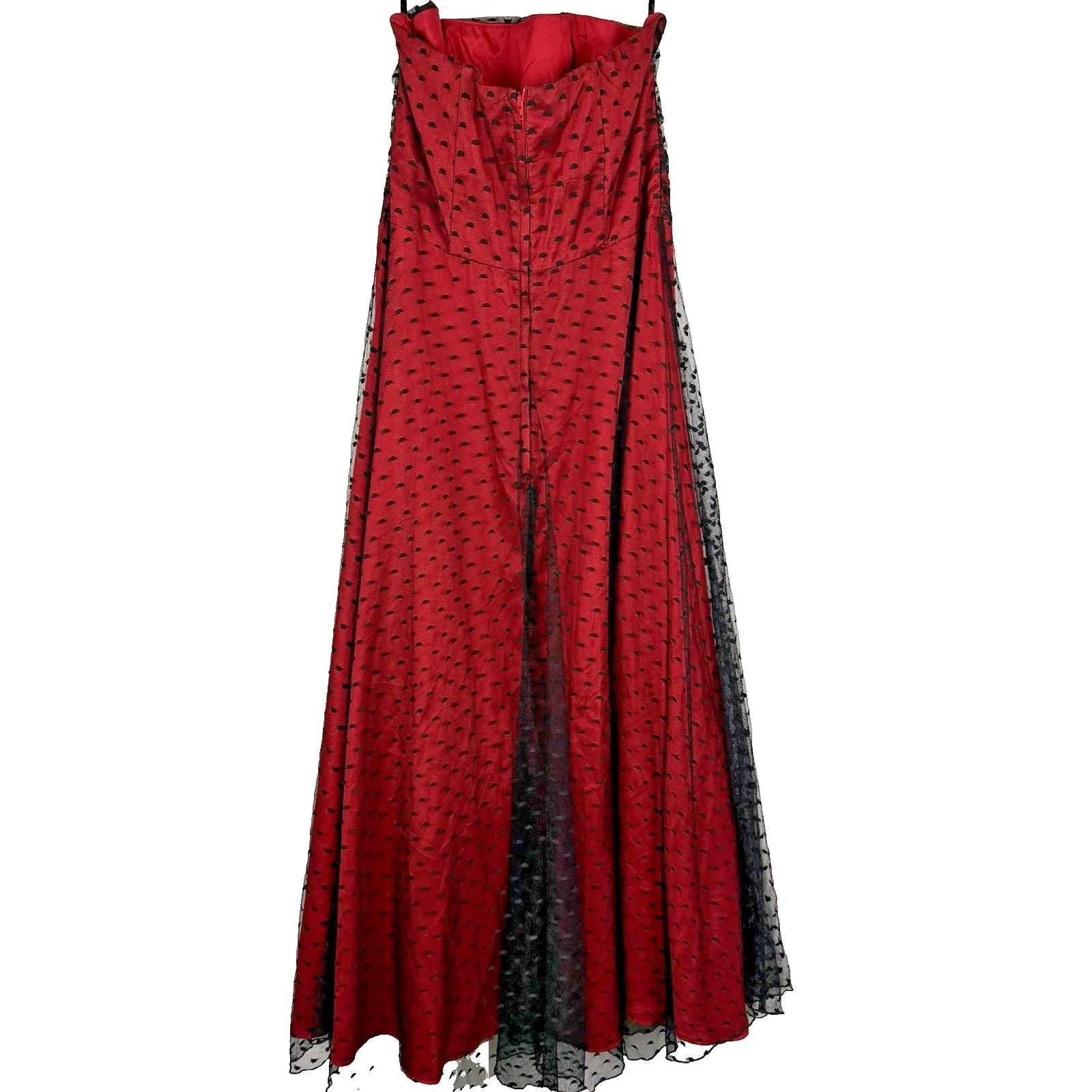 Vintage Scott McClintock Strapless Gown Size 12 Red Black Romantic Whimsigoth