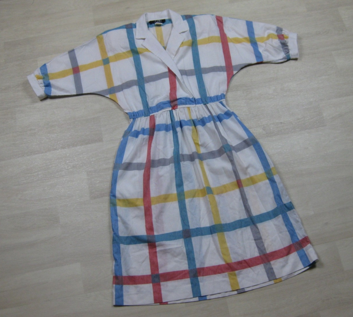 Vintage 80s does 50s J. Ellis Midi Day Dress (M) Plaid Housewife Collar