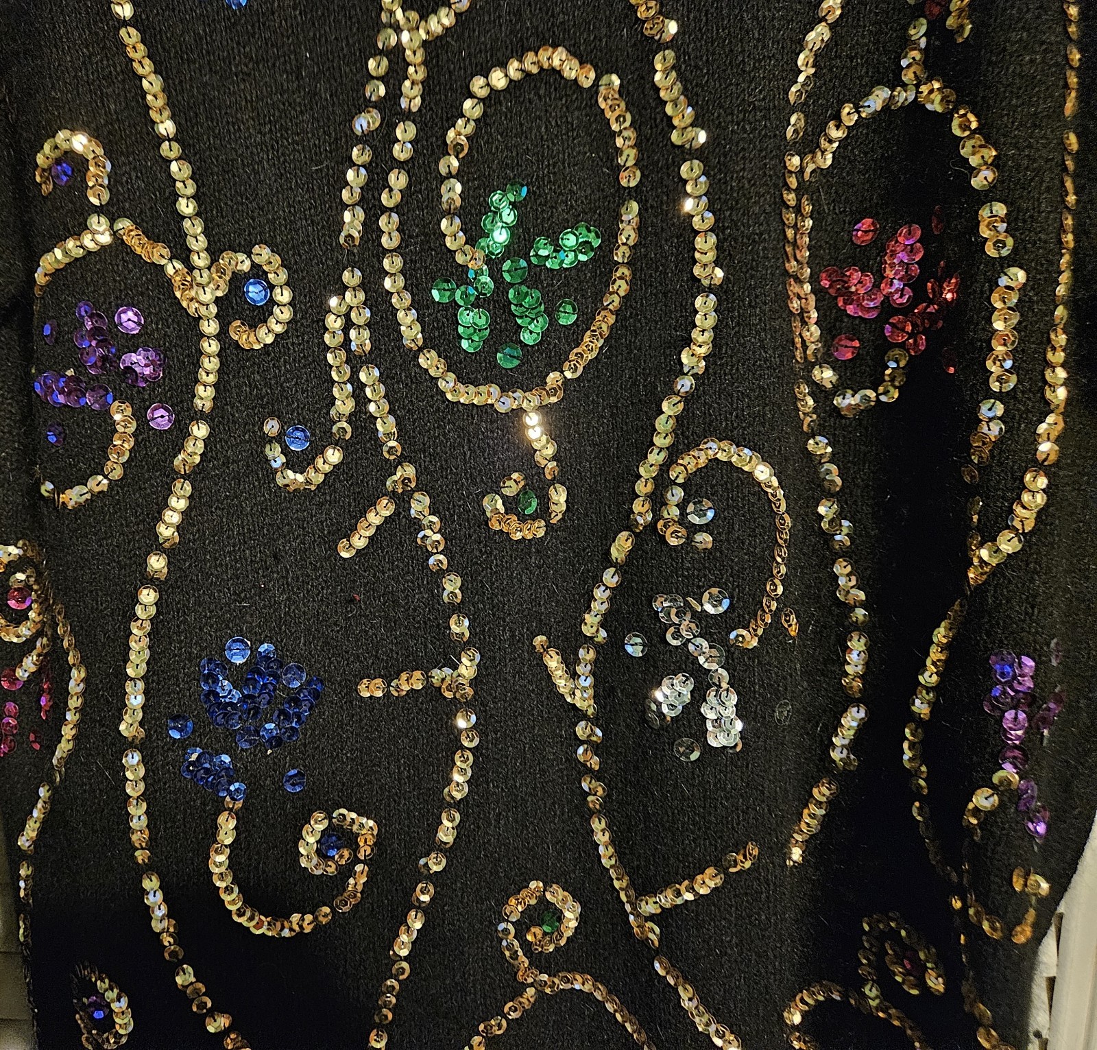 Vintage Silk/Wool/Angora Blend Sequined Long Sweater/Short Sweater Dress Sz Med