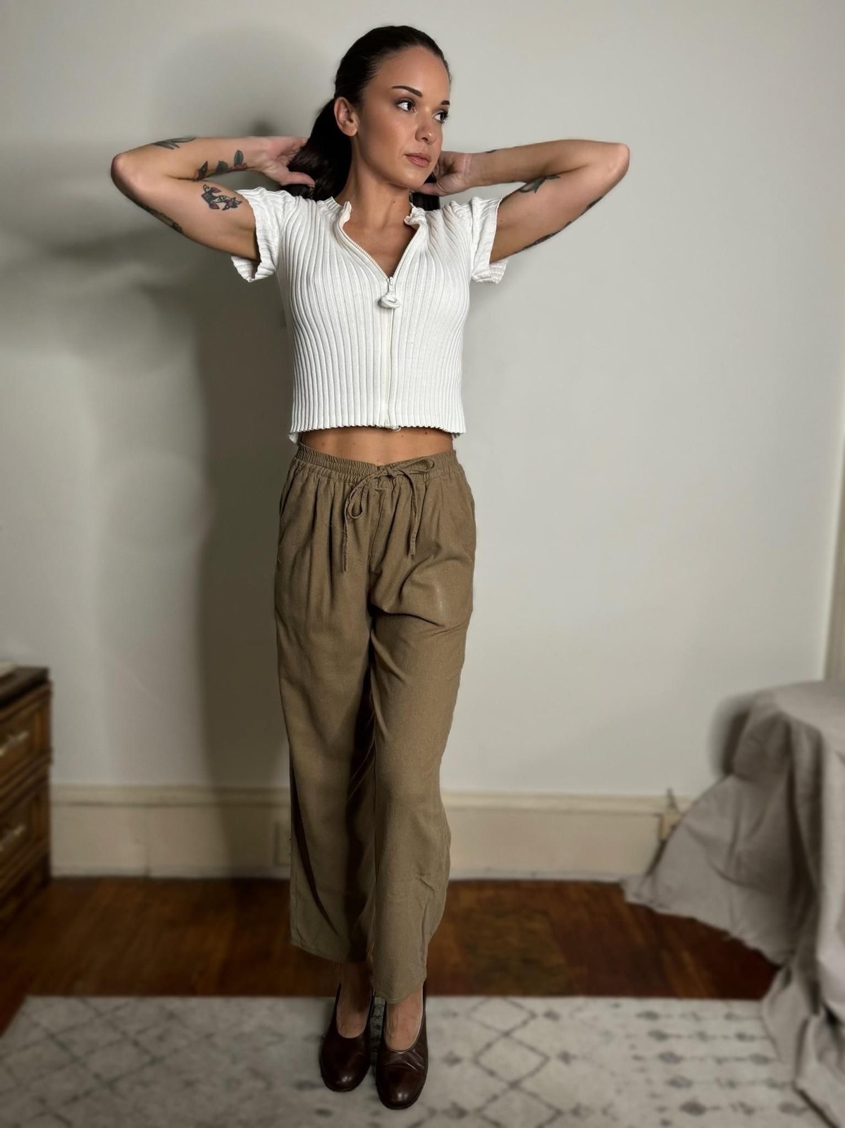 Vintage 90s Silk Pants: Relaxed Fit Wide Leg Trousers