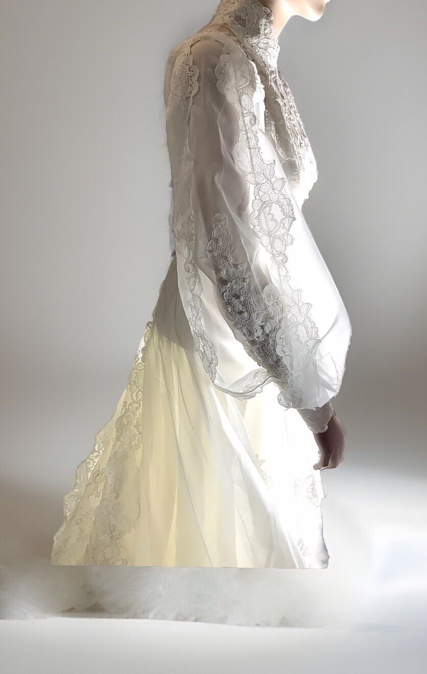 Vtg 1980’s Wedding Dress Powder Puff White Cottage Core Small-Med