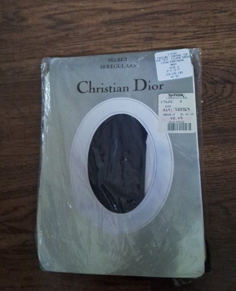 Christian Dior Select Irregulars Pantyhose Control Top Silken Sheer Navy Sz 2