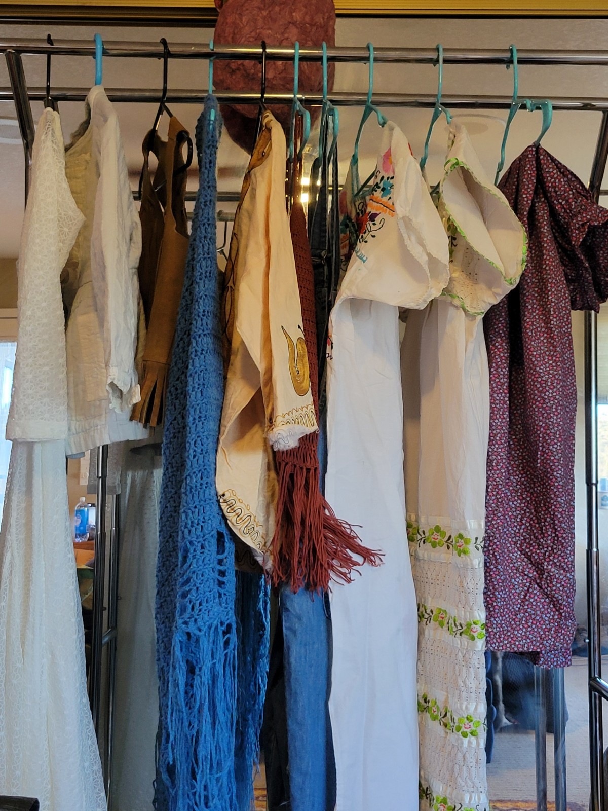VINTAGE PRAIRIE HIPPIE BOHO LOT (10) ITEMS EMBROIDERED CROCHET DENIM SUEDE