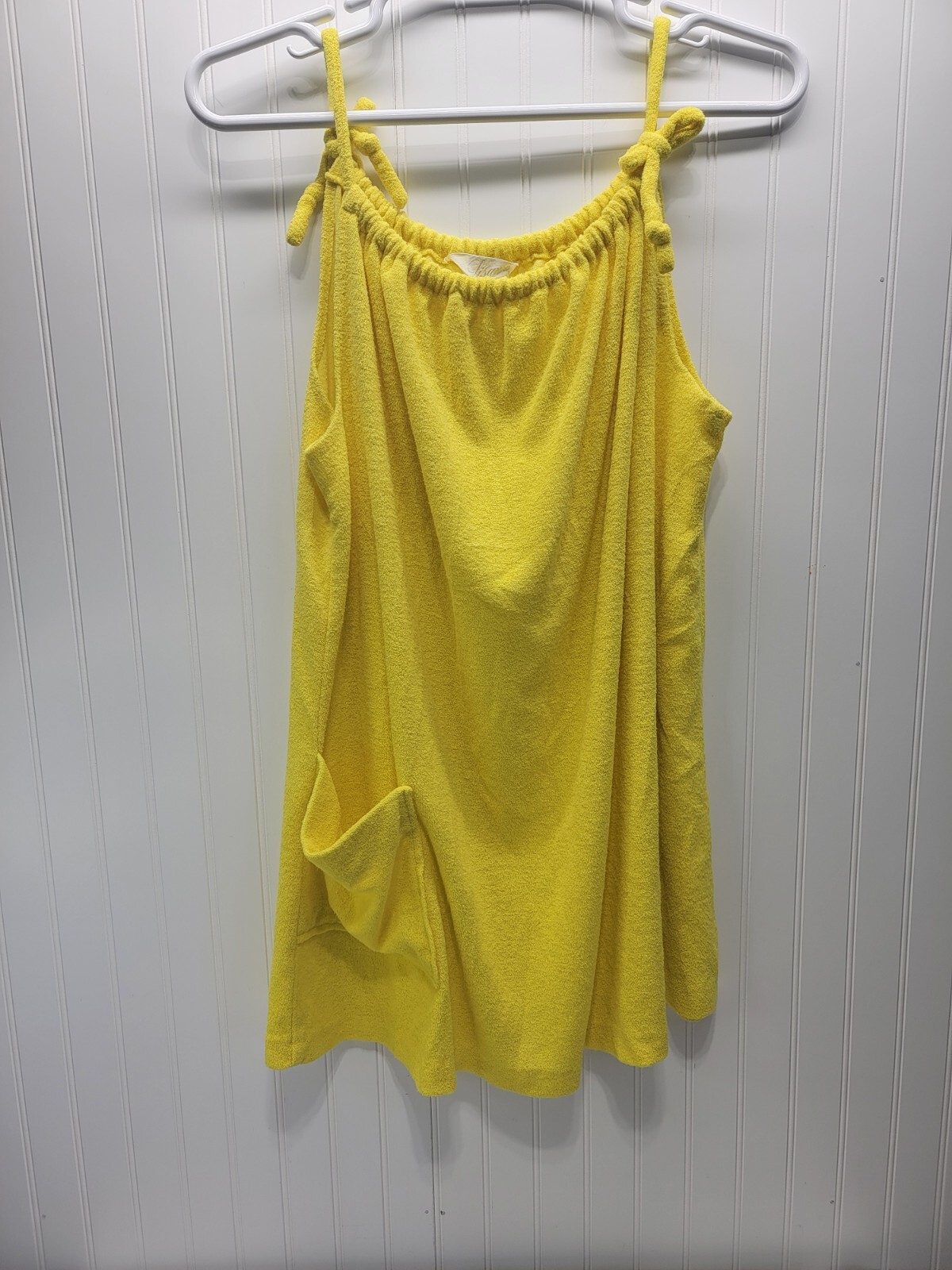 Vtg Lisanne Distinctive Loungewear Yellow Terry Cloth Sun Dress Swimsuit Coverup