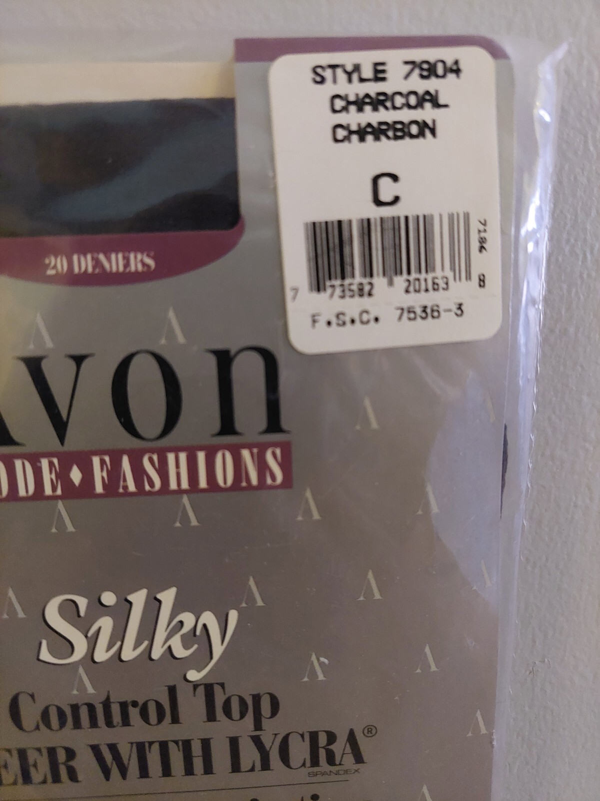 Vintage Pantyhose Avon Fashion Color Charcoal Size C BDR1
