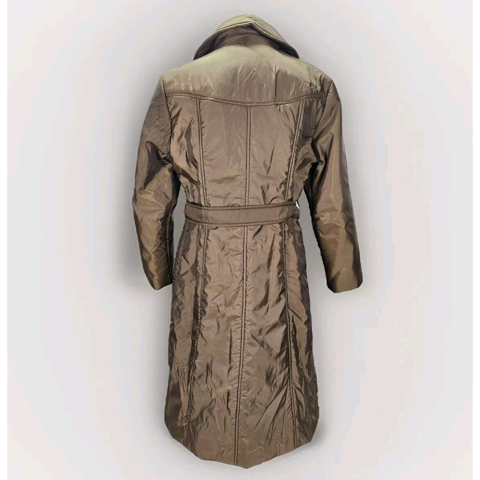 Vintage Bromleigh 14 Brown/bronze Trench Long Coat Jacket Belted Lightweight