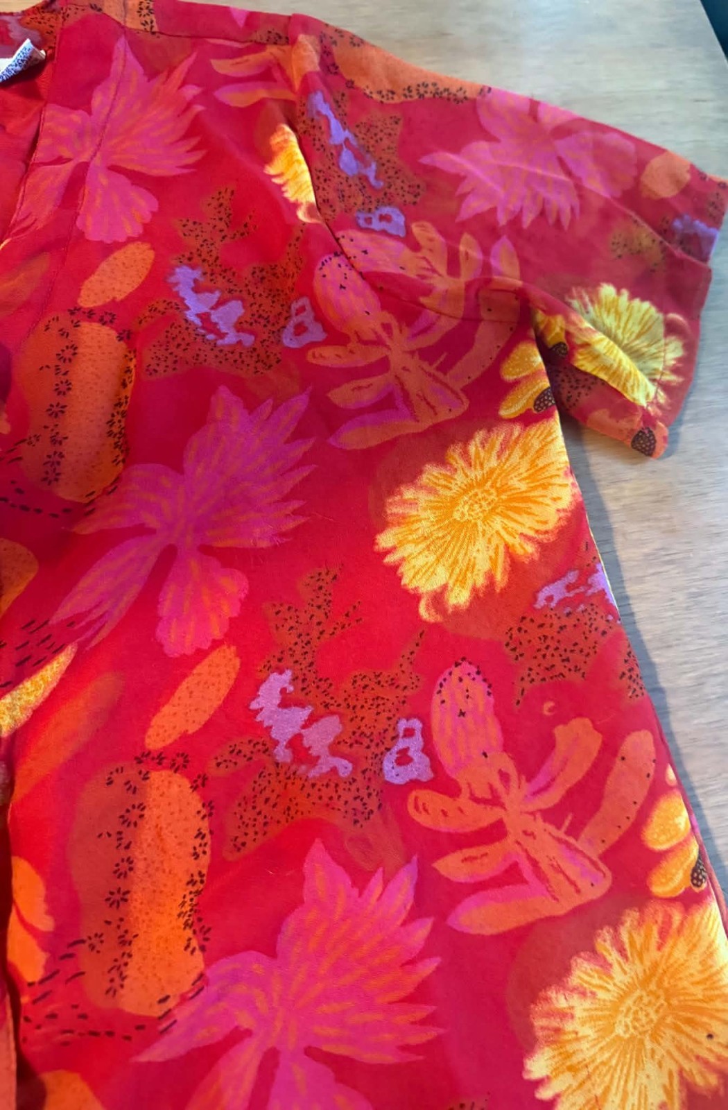 Vtg Speed Limit MPH Button Up Shirt Floral Red & Yellow Size Large 80s/90s