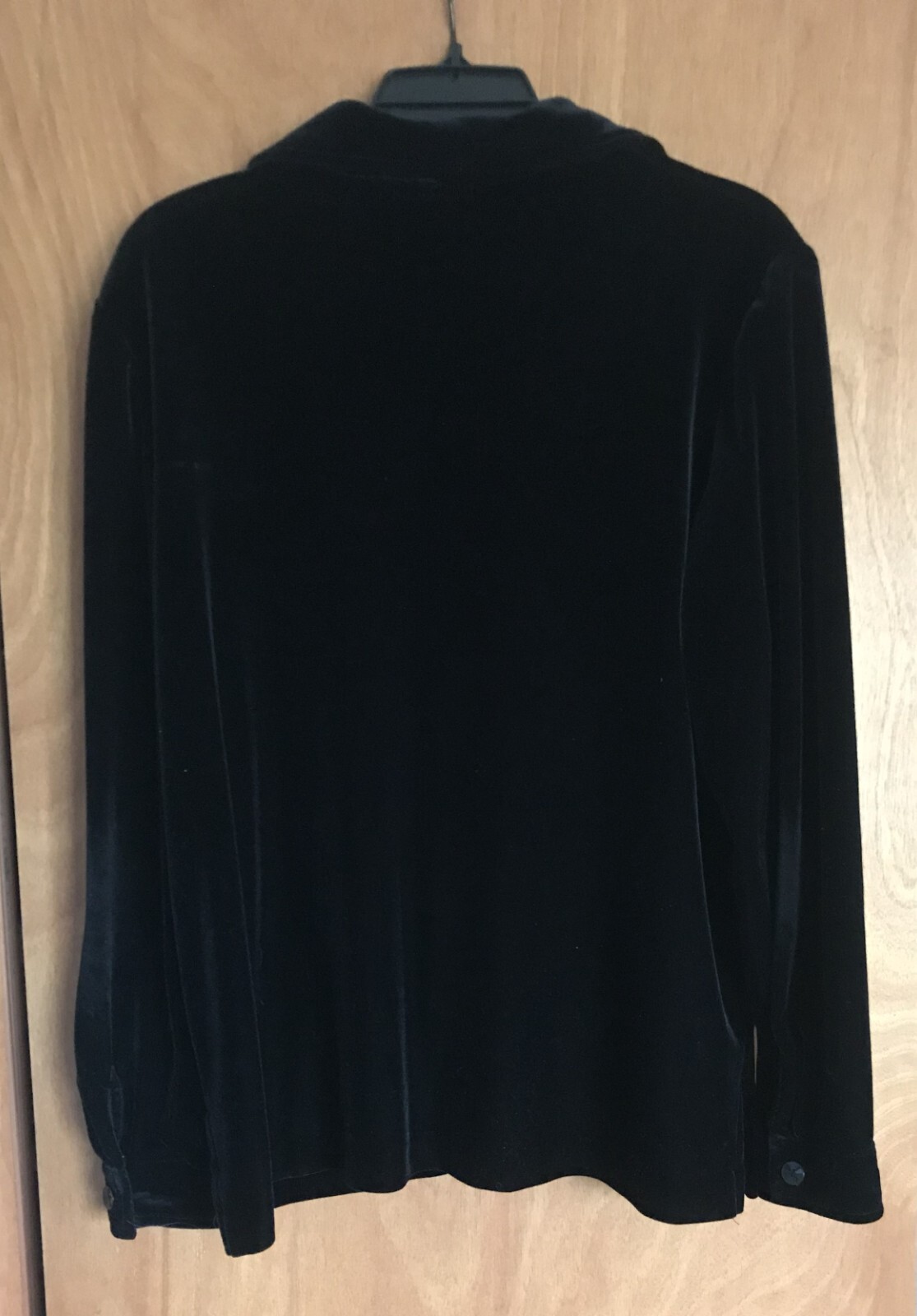 Vintage Womens xl Black Velour Blouse T Velvet – Like Collared Long Sleeve
