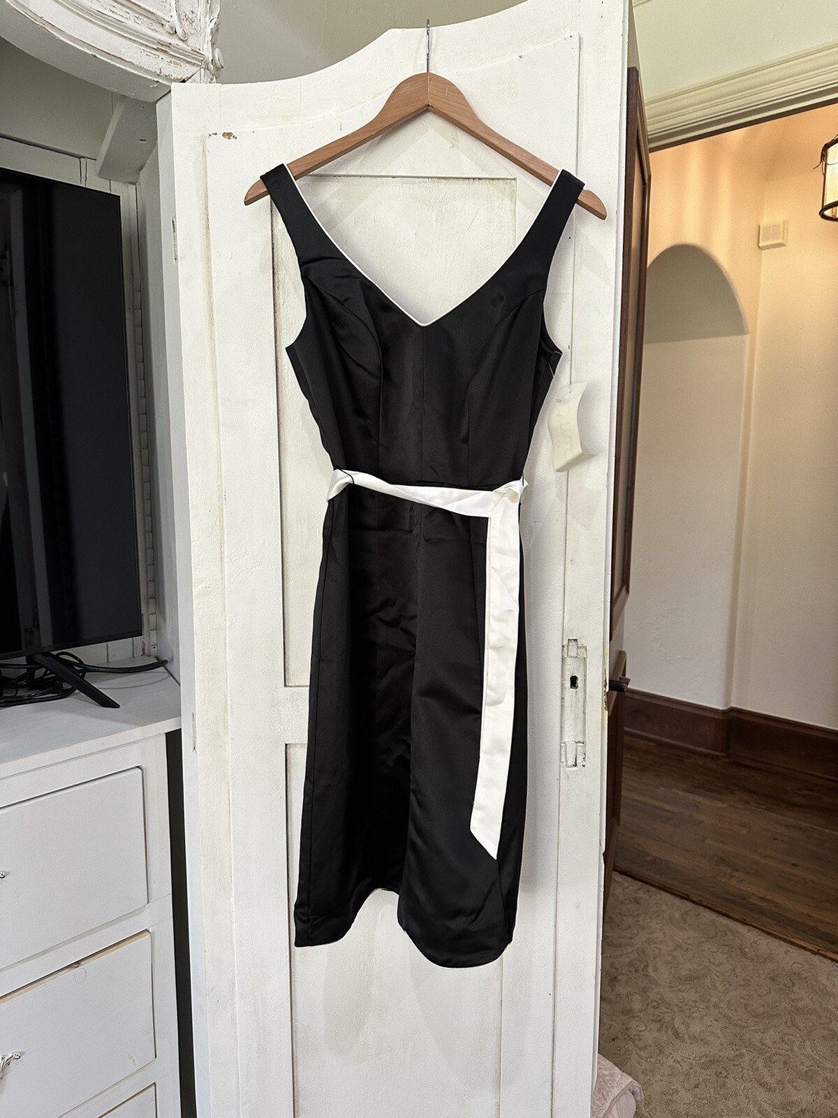 Mica Black Silky vintage 90s Fit And Flare Dress. Size 2. New With Tags
