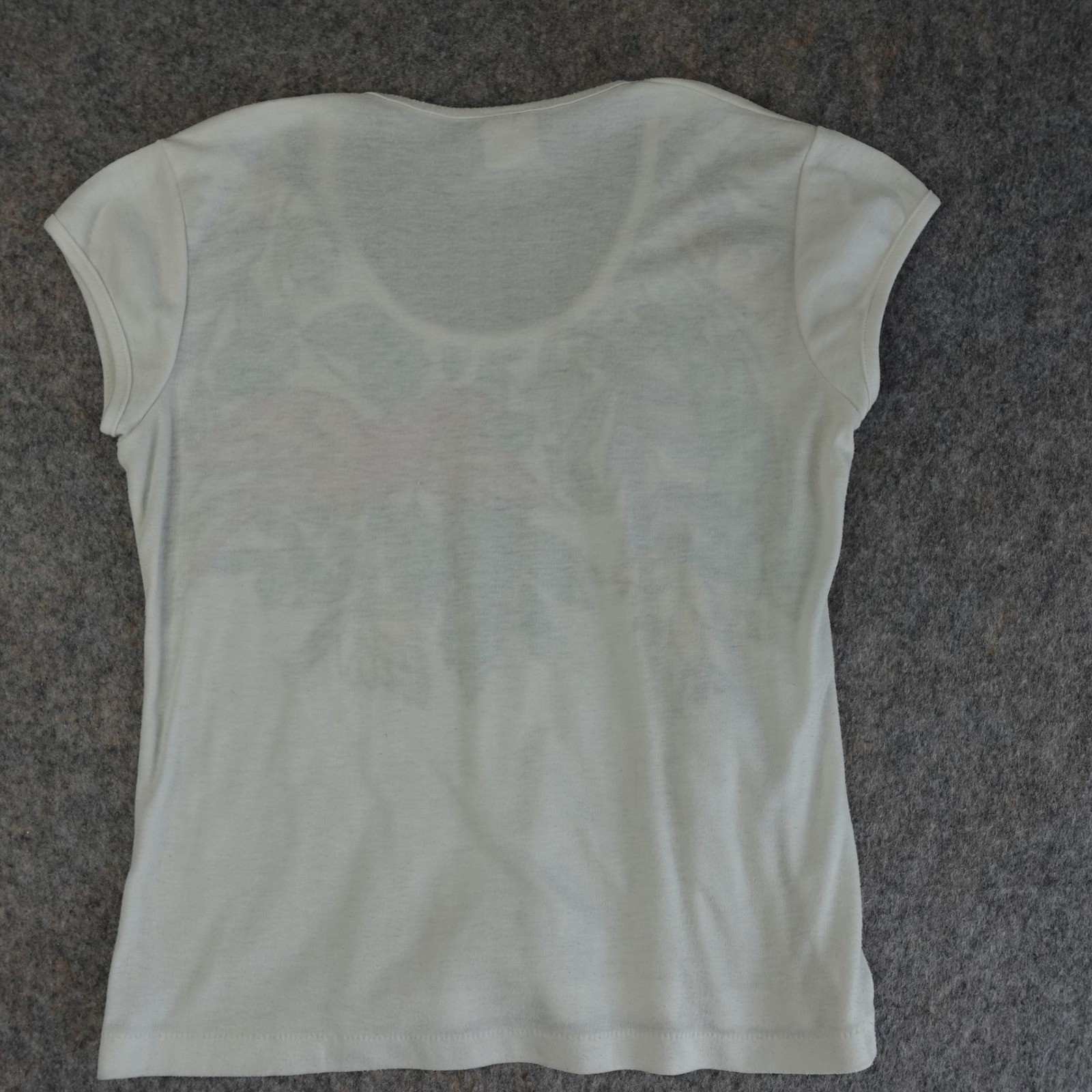 Vintage 90s Top Womens Medium White Parrot Bird Floral Boho Tropical Painted Tee
