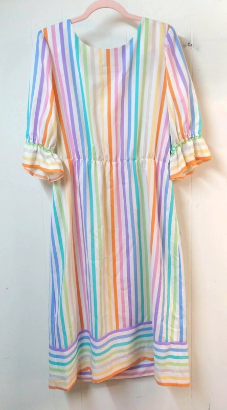 VTG Jamison Carroll Reed WM (Vtg) 16 Pastel Rainbow Day Dress Blouson 80s