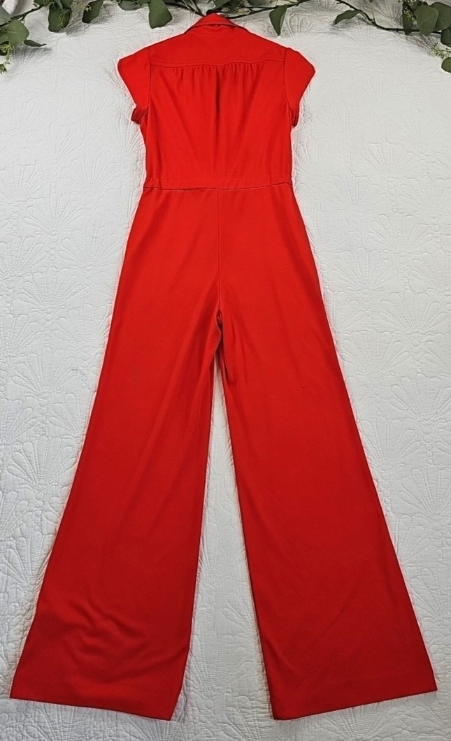 VTG 70’s PBJ Orange Coral Short Sleeve Jumpsuit VTG Size 9 Small