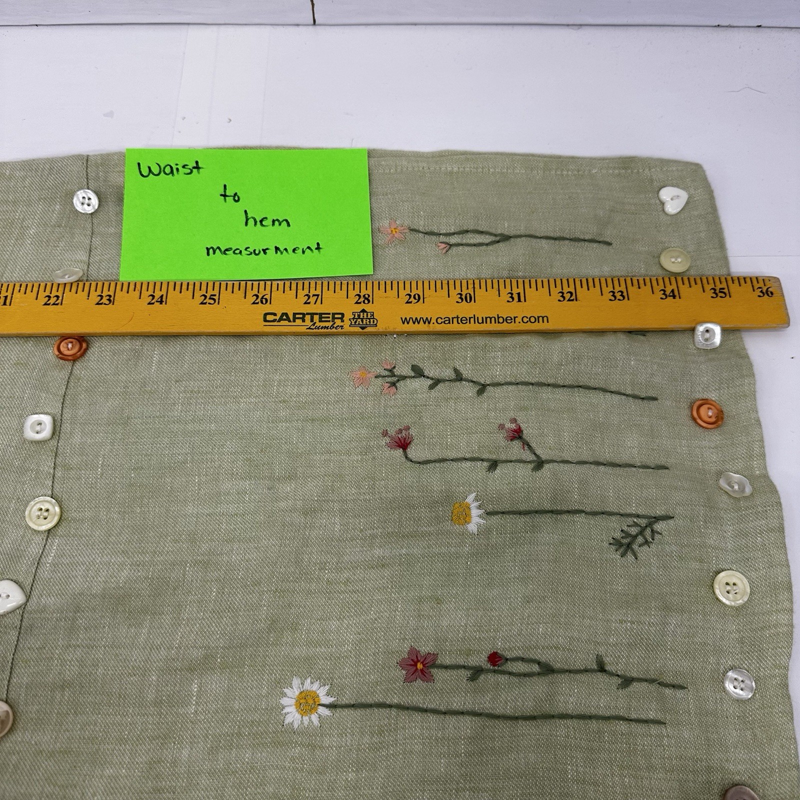 VTG CarolAnderson Linen Green Embroidered Dress USA Cottagecore Prairie M READ