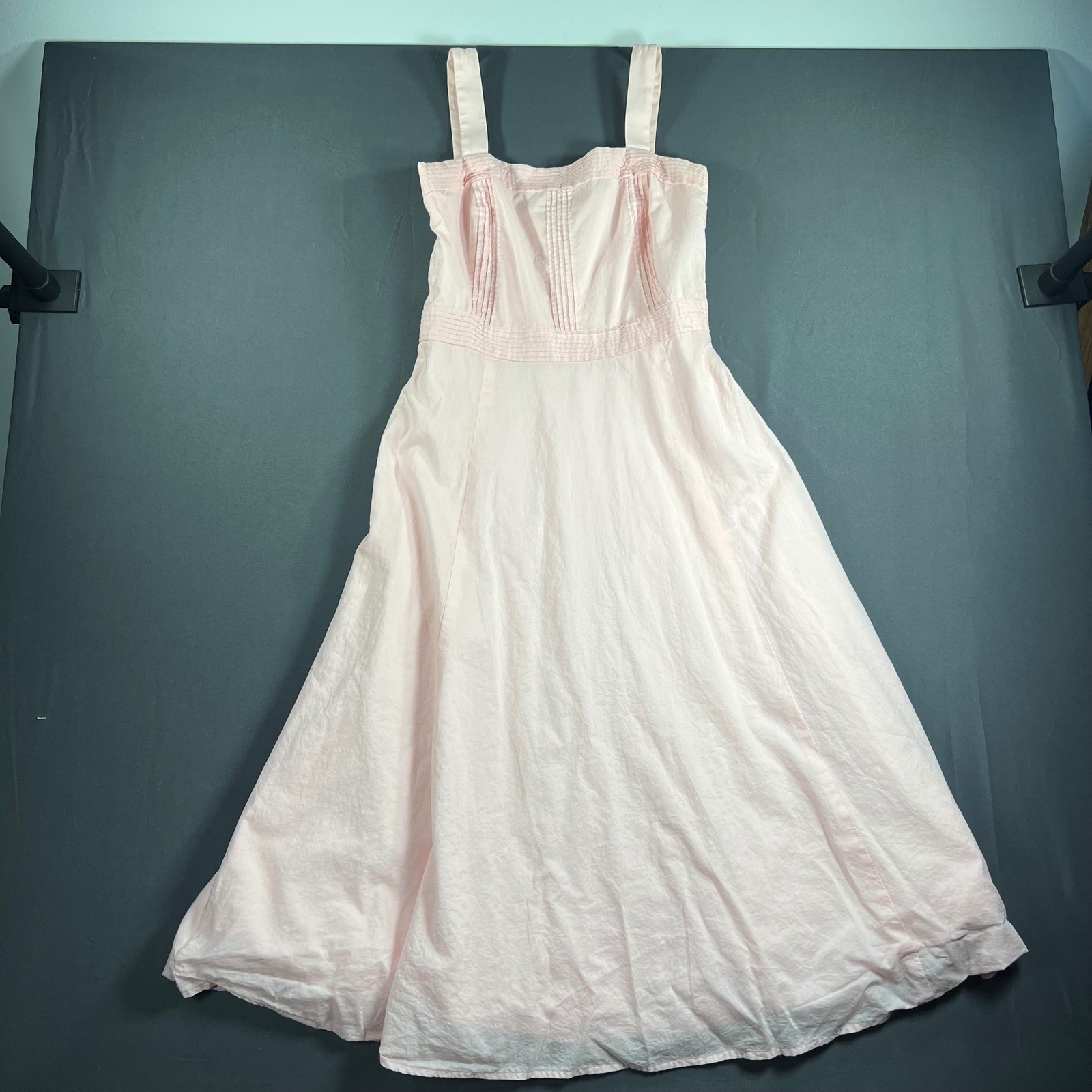 Yves Cossette Depeche Mode Vintage Pink Cotton Pintuck Midi Dress Womens 6