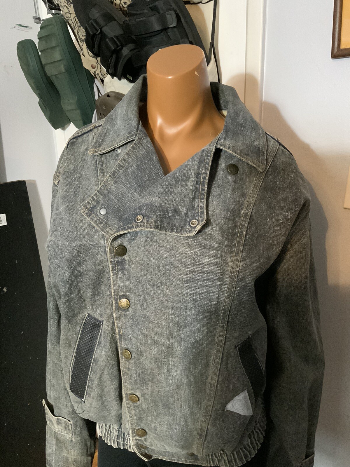 Vintage 80s Jou Jou Denim Motorcycle Biker Retro Women’s Jean Jacket Sz. M
