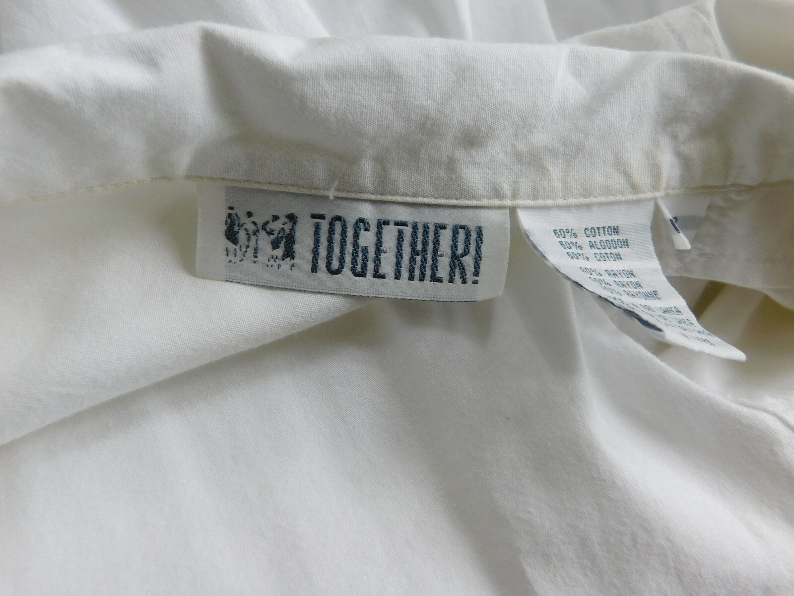 Vintage 80’s / 90’s Together Lace Front White Dress Cotton / Rayon SZ 8