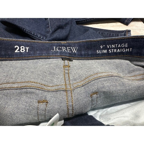 J.Crew 9″ Vintage Slim Straight ankle Jeans Dark Wash Indigo 28T Re-Imagined