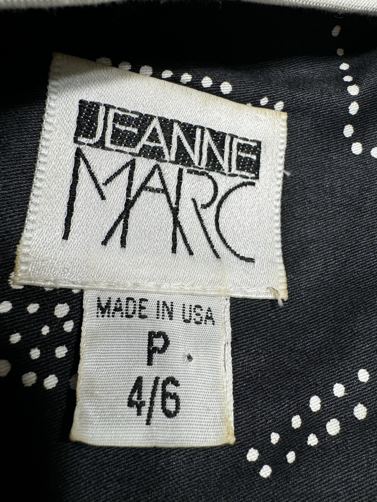 VTG Jeanne Marc Black & White Tailored Blouse Bows High Heels Champagne 4/6 P