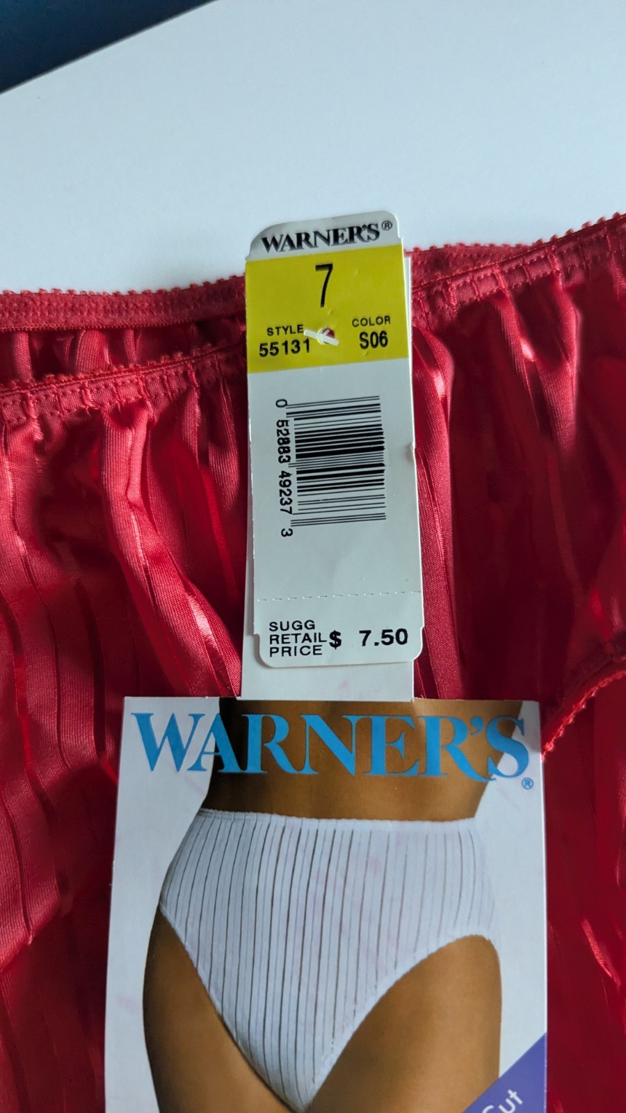 Vintage Warner’s Bright Stripes RED HOT High Cut Bikini Panties NWT Size L 55131