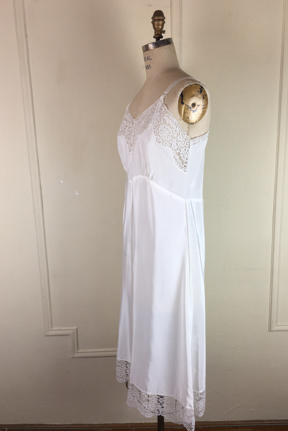 Vintage CORETTE White Slip Lace Trim Size 38 Unworn with Tag Lingerie