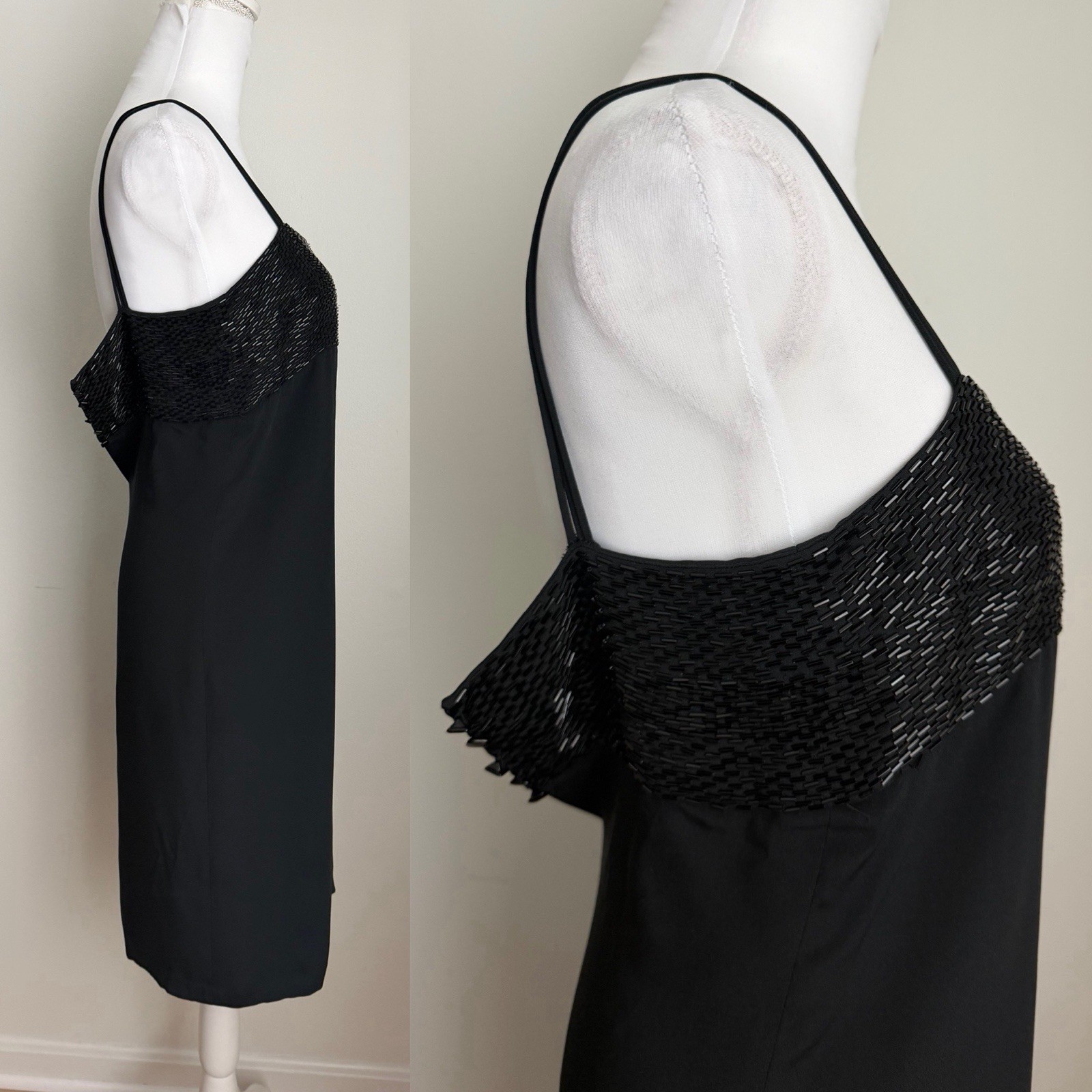 Vintage Linda Allard For Ellen Tracy Shift Little Black Dress, Silk, Size 4
