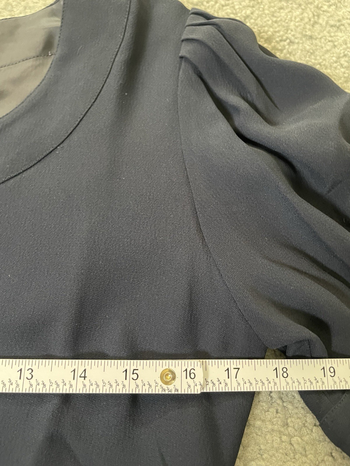 Vtg 80s Milano Navy Sheath Dress S/M Balloon Sleeve Classic Career Made In Italy