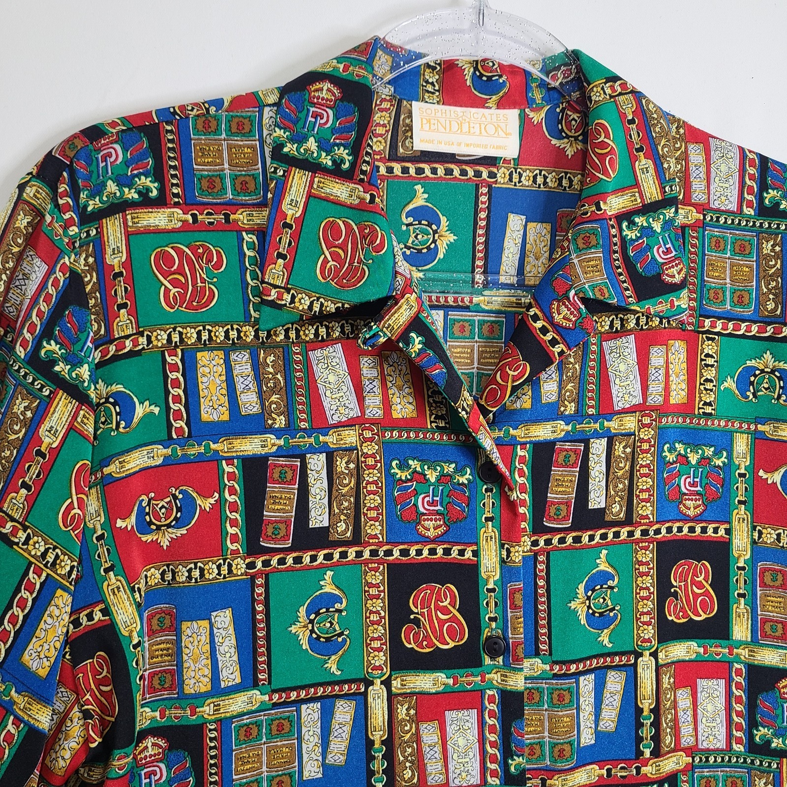 *Unique Vintage Pendleton Cottage Book Library Teacher Blouse Sz10 Lg Novelty