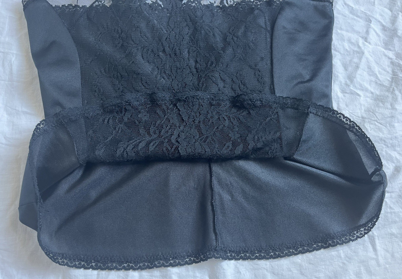 Vintage Lace Camisole Slip Top Black Sexy Evening Gothic Romantic 70s Lingerie M