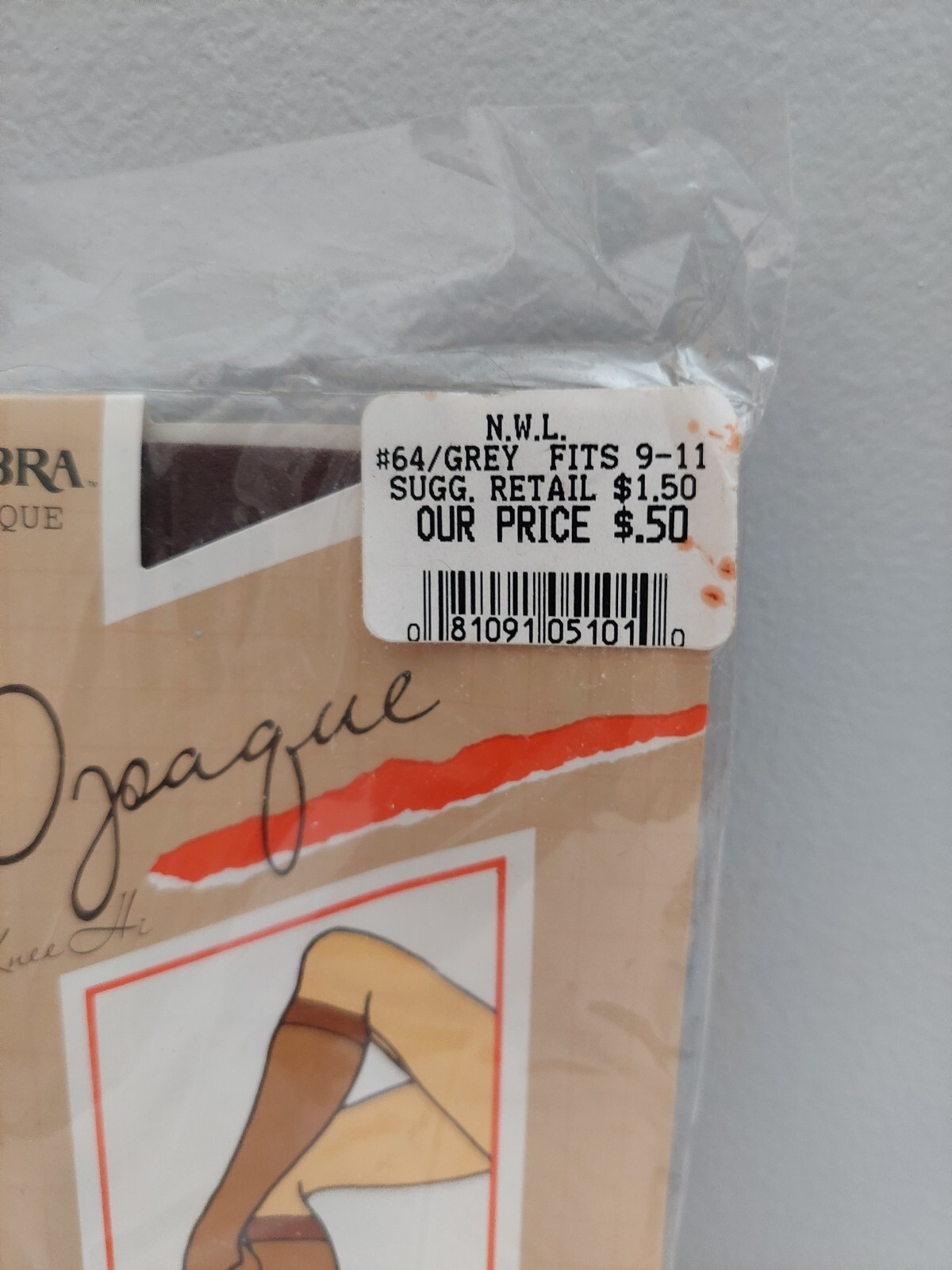 Vintage Pantyhose Sabra Opaque Knee Highs Color Grey BKNE01